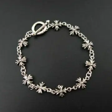플로럴 크로스 실버 팔찌