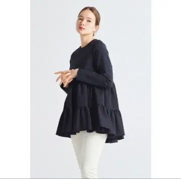 yori 누쿠누쿠 헴프릴 블라우스 네이비 프리 yori