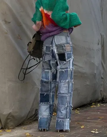 Juemi 빈티지 리메이크 데님 패치워크