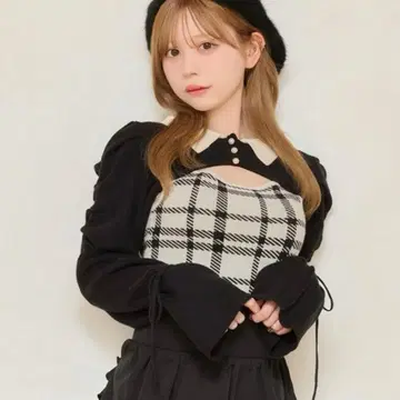 apres jour 소매 리본 니트 앙상블 화이트 계열 프리 사이즈