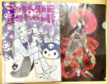 이토 준지 x 산리오 기모노 토미에 키티 쿠로미 클리어 파일 2장 세트