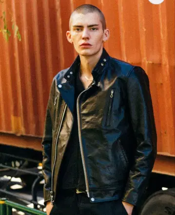 Schott 블랙 가죽 더블 라이더 자켓 차심