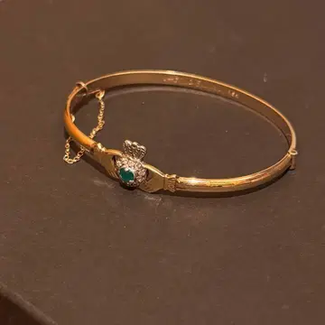 앤티크 9K 골드 에메랄드 클라다 팔찌