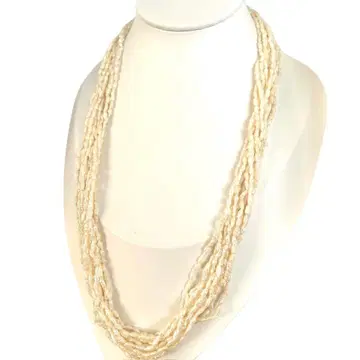 럭셔리 10연 담수 진주 쌀알 진주 롱 목걸이 실버 부품 새상품급