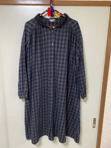 Samansa Mos2 체크 긴팔 셔츠 원피스