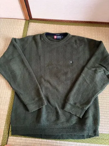 CHAPS 헤링본 니트 L 사이즈 올리브 그린