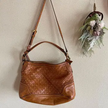 SAZABY 천연 가죽 2way 인트레차트 숄더백 뜨개질 백