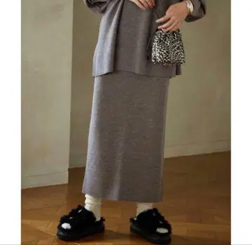 SLOBE IENA 슬로브 이에나 워셔블 울 니트 스커트 그레이