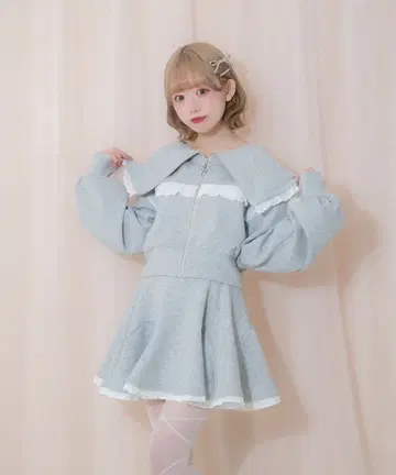 허니 시나몬 코튼 레이스 빅 칼라 셋업