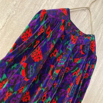 빈티지 블라우스 자켓 올 패턴 레트로 앤티크 퍼플 레드