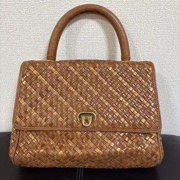 엘레강스 이탈리아제 브라운 뜨개질 가죽 핸드백
