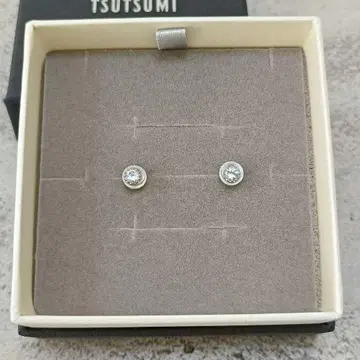 TSUTSUMI K10 화이트 골드 아쿠아 마린 귀걸이