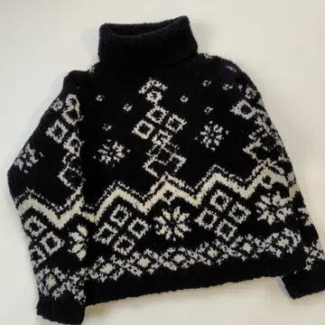 80s 빈티지 DKNY 손뜨개질 하이넥 니트