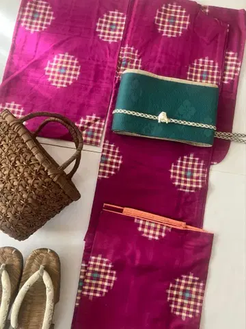 격자 도트 명선 앤티크 기모노