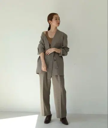 todayful 하운드투스 체크 센터 프레스 턱 팬츠