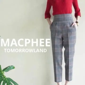 MACPHEE 하이웨스트 슬림 팬츠 테이퍼드 울 100% 32 XS