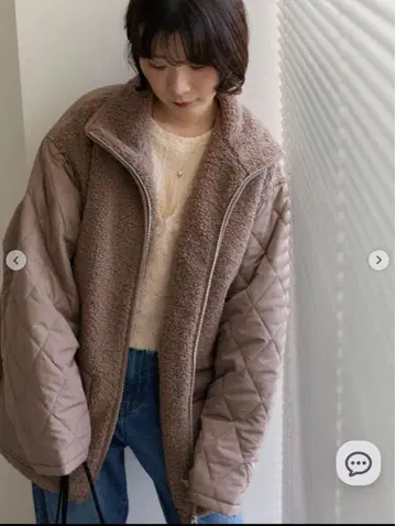 Samansa Mos2 blue 스탠드 보아 퀼트 자켓