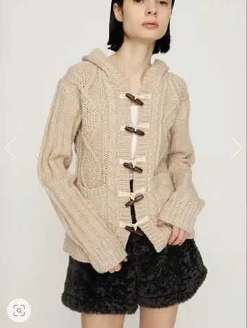 SLY 최신 니트 가디건 후드 부착 코트