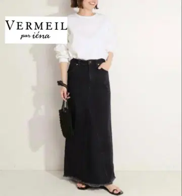 VERMEIL par iena 데님 리메이크풍 롱 스커트 34 블랙