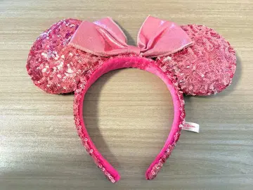 미니 귀 머리띠 핑크 스팽글
