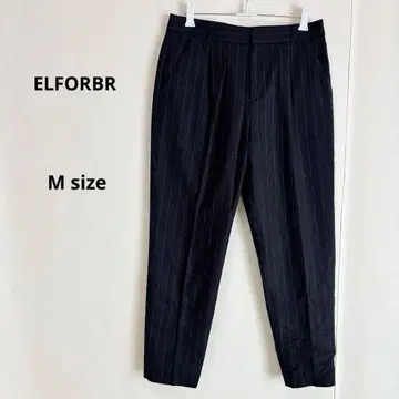 ELFORBR 턱 입 테이퍼드 팬츠 M 스트라이프 울 캐시미어 혼방
