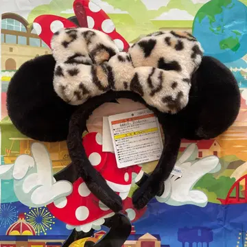 미니 머리띠 레오파드 무늬 리본 디즈니 리조트