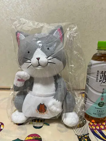 라멘 빨간 고양이 마네키네코 봉제 인형 사사키