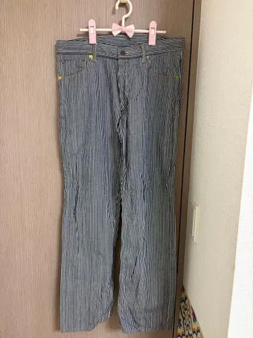 베티 스미스 남성용 스트라이프 패턴 데님 스트레이트 팬츠