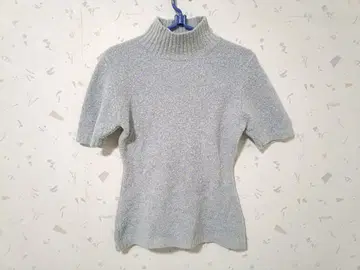 반팔 니트 니트 반팔 여성용 그레이 상의 스웨터 아쉬