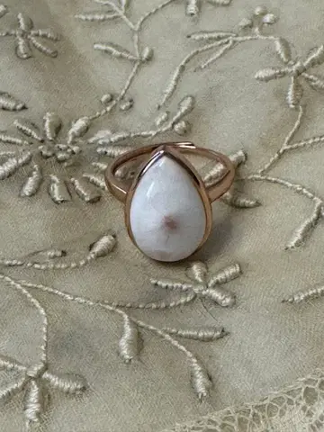 톰소나이트/핑크 라리마 925 스털링 실버 페어 쉐이프 반지