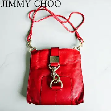 레어 새상품급 JIMMY CHOO 지미추 가죽 숄더백 레드 계열