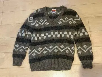 Cowichan Sweater 손뜨개질 울 스웨터 L 사이즈 구제 의류