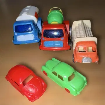 쇼와 레트로 플라스틱 장난감 미니카 5대 세트 컬러풀 빈티지 앤티크