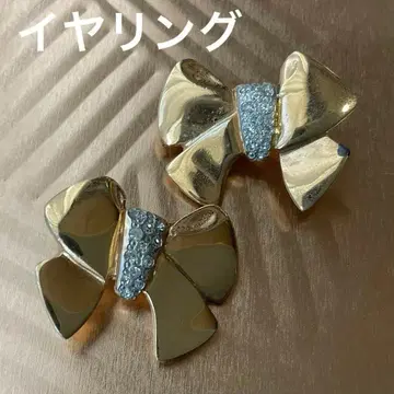 골드 귀찌 금 도금 클립식 앤티크 리본