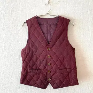 [쉽스] 퀼팅 다운 베스트 풀 버튼 V넥 사이드 버튼 S