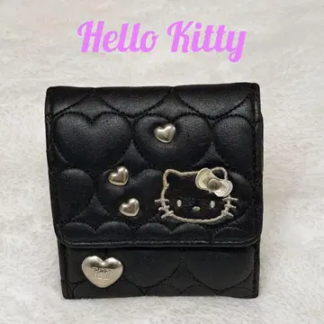 헤이세이 레트로 초레어 헬로키티 산리오 퀼팅 3단 폴더형 지갑 블랙