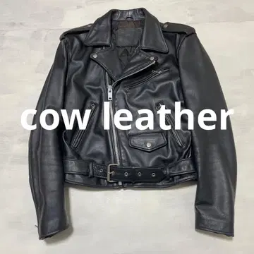 빈티지 카우 가죽 더블 라이더 자켓
