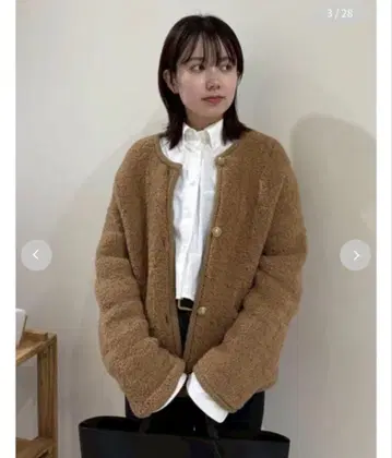 금장 버튼 무스탕 라이크 보아 니트 가디건 미라 오웬 [미개봉 택 포함]