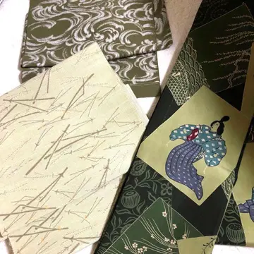 앤티크 순수 실크 꾀꼬리 쑥색 계열 오비 3개 모듬