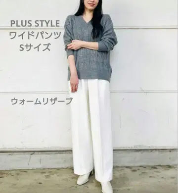 플라스테 PLUS STYLE 와이드 팬츠 울 블렌드 웜 리저브 S