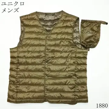 유니클로 남성용 다운 베스트 올리브 XL 사이즈