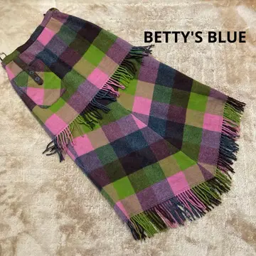 구제 의류 베티즈 블루 BETTY'S BLUE 체크 롱 스커트 울 혼방