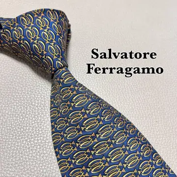 살바토레 페라가모 넥타이 스트라이프 도트 체크 블루 파란색