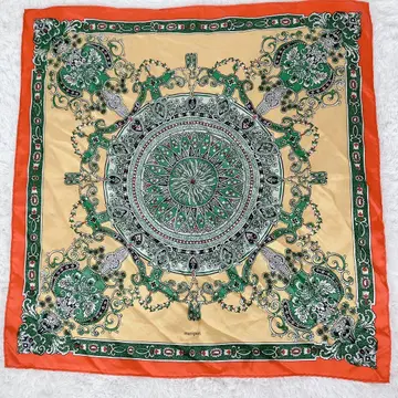 마니프리 실크 스톨 반다나 스카프 대형 일본제 실크 100% 빨간색