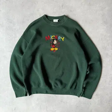 90s Disney 미키마우스 맨투맨 짙은 녹색 XL 사이즈 멕시코제