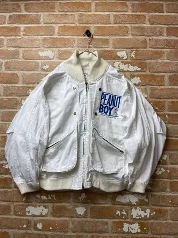 90s Peanut Boy 아우터 밀리터리 자켓 화이트 y2k 구제 의류