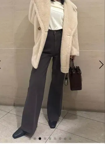 새상품 FRAY I.D 하이웨스트 센터 프레스 와이드 데님