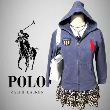 POLO 랄프 로렌 지퍼 후드티 빅 포니 네이비 Y2K 시크 스타일