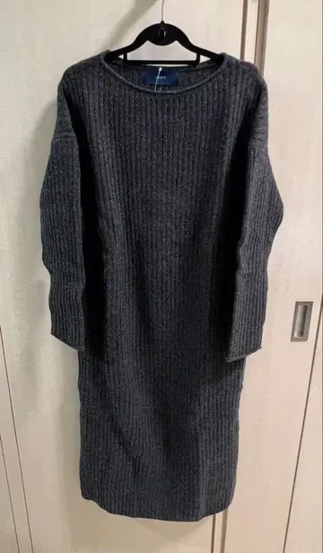 새상품 SHIPS 리브 니트 긴팔 롱 원피스 다크 그레이