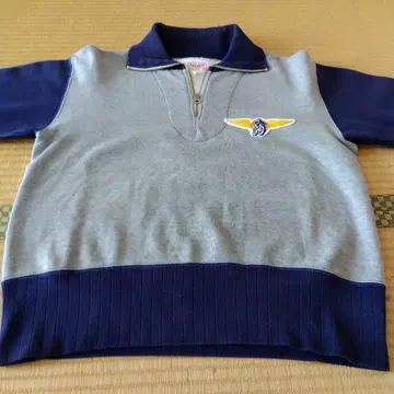 Buco 하프 ZIP 긴팔 맨투맨 엘르 패치 부착 그레이/네이비